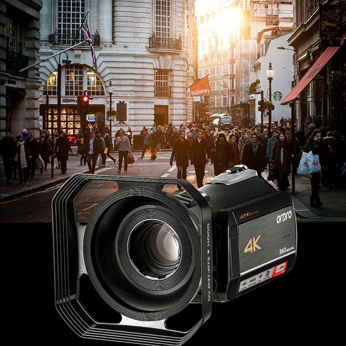 4K Night Vision Wifi Camcorder With 12X Zoom Mic & Light