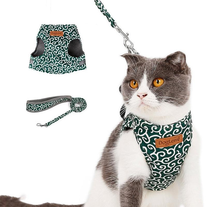 Xs Green Cat Harness & Leash Set