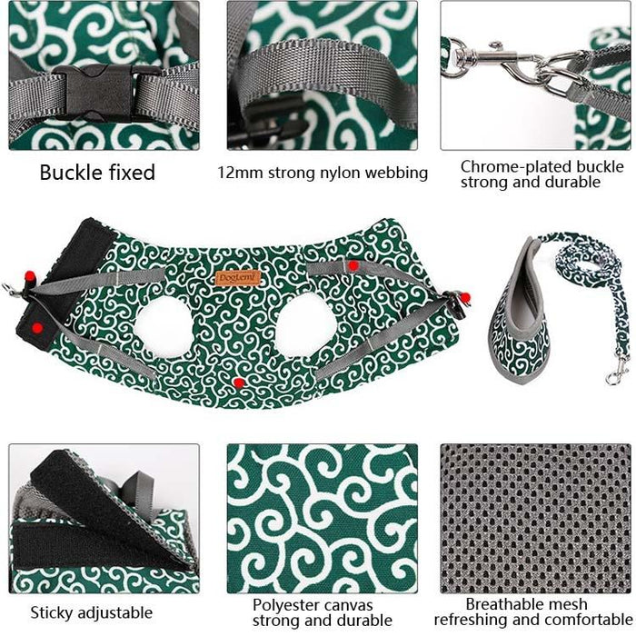 Pet Chest Harness Vest For Cat Walking Size S Green