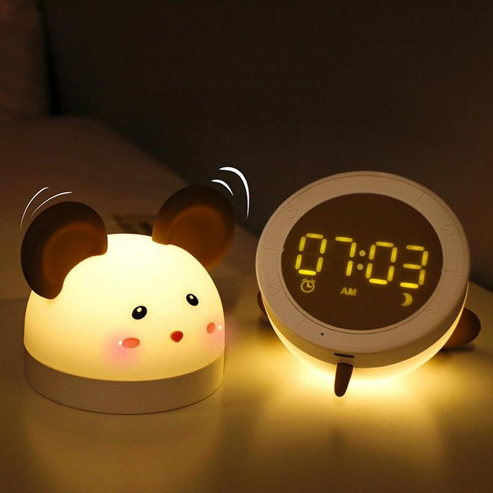 Silicon Night Light With Alarm Clock Function Cute Mouse Design