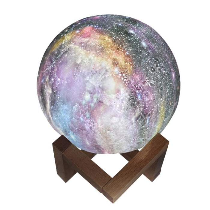 15Cm Moon Lamp 3-Colour Led Night Light For Kids Pat Control Starry Sky Design