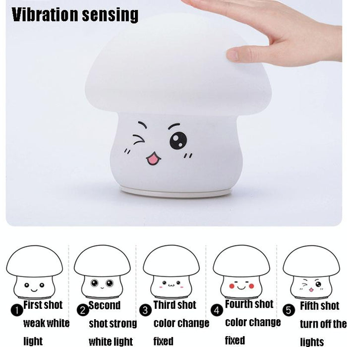 Colourful Silicone Mushroom Night Light 0.8W Bedside Sleeping Table Lamp
