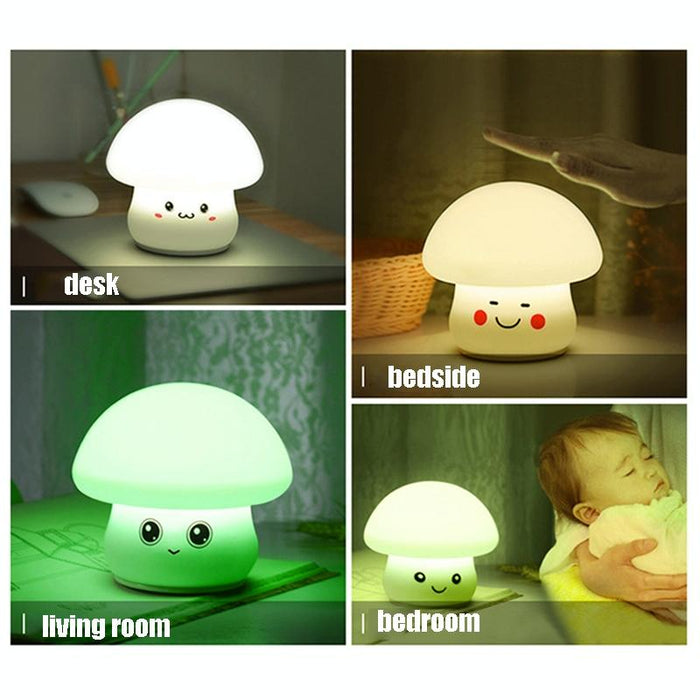 Colourful Silicone Mushroom Night Light 0.8W Bedside Sleeping Table Lamp