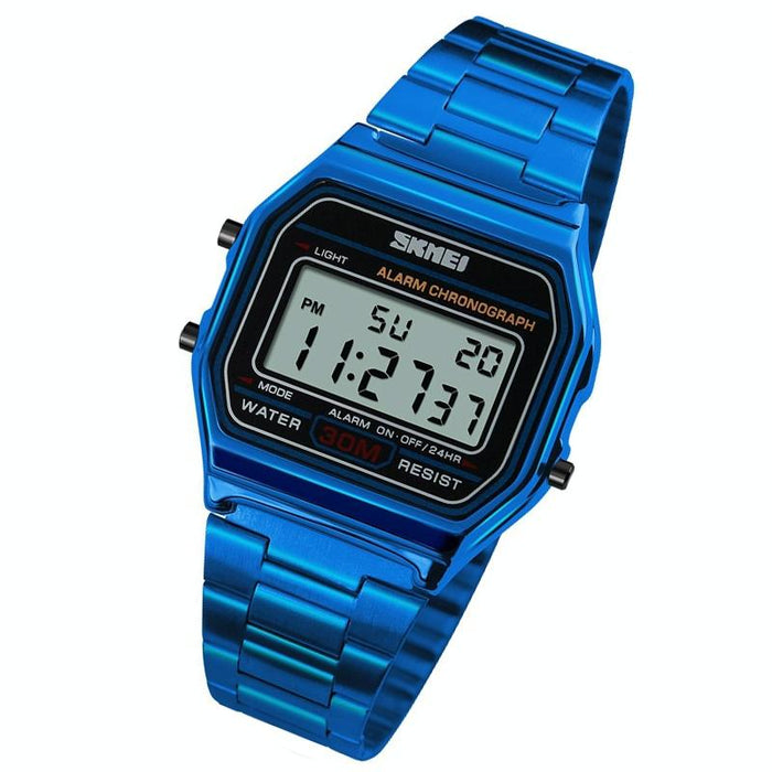 1123 Men Business Lightweight Waterproof Steel Band Electronic Watch