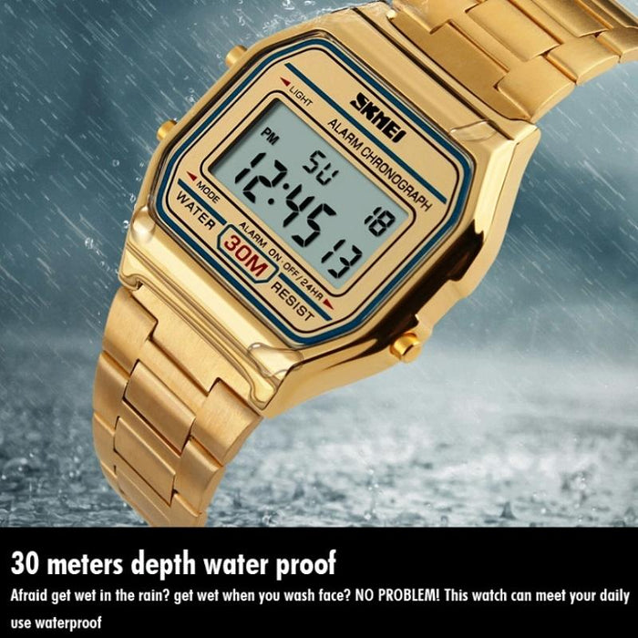 1123 Men Business Lightweight Waterproof Steel Band Electronic Watch