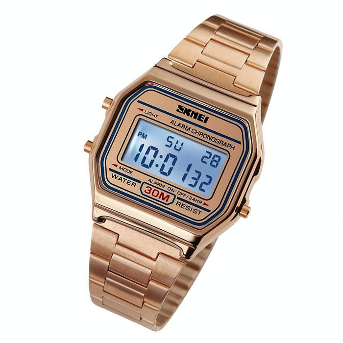 1123 Men Business Lightweight Waterproof Steel Band Electronic Watch