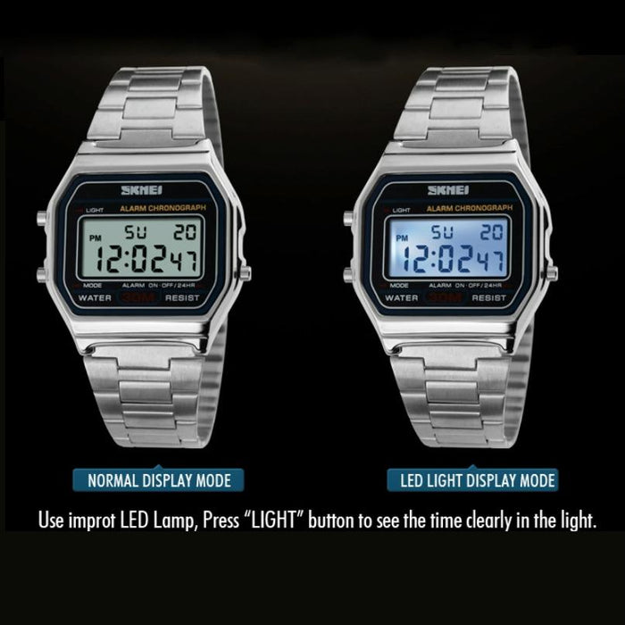 1123 Men Business Lightweight Waterproof Steel Band Electronic Watch