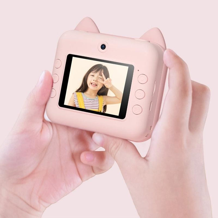 P1 No Card Children Instant Camera1200W Front And Rear Dual-Lens Mini Print Photographic Digital Camera Toy Green Dinosaur