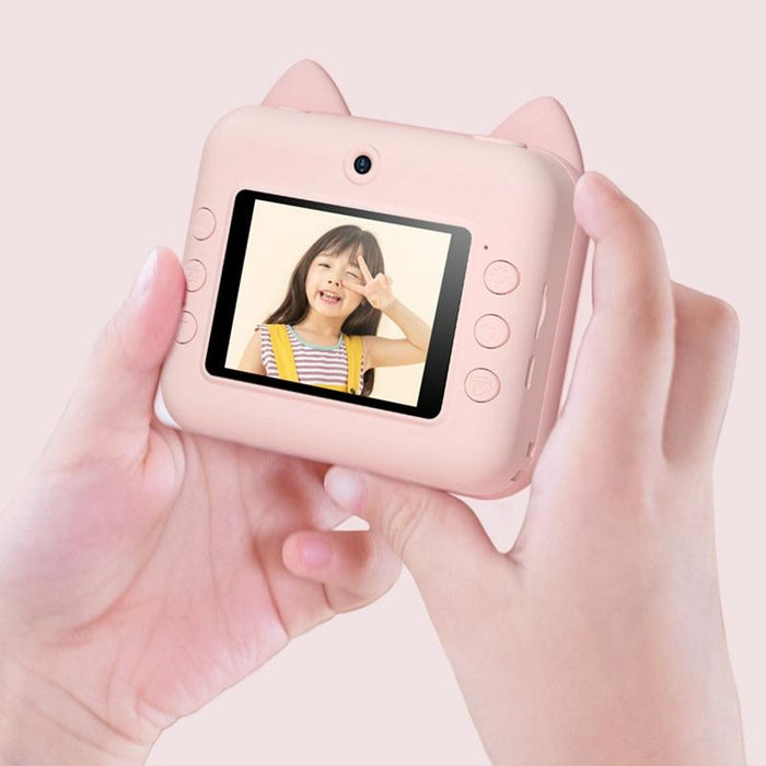32Gb Kids Instant Camera With Dual-Lens Print Toy Pink