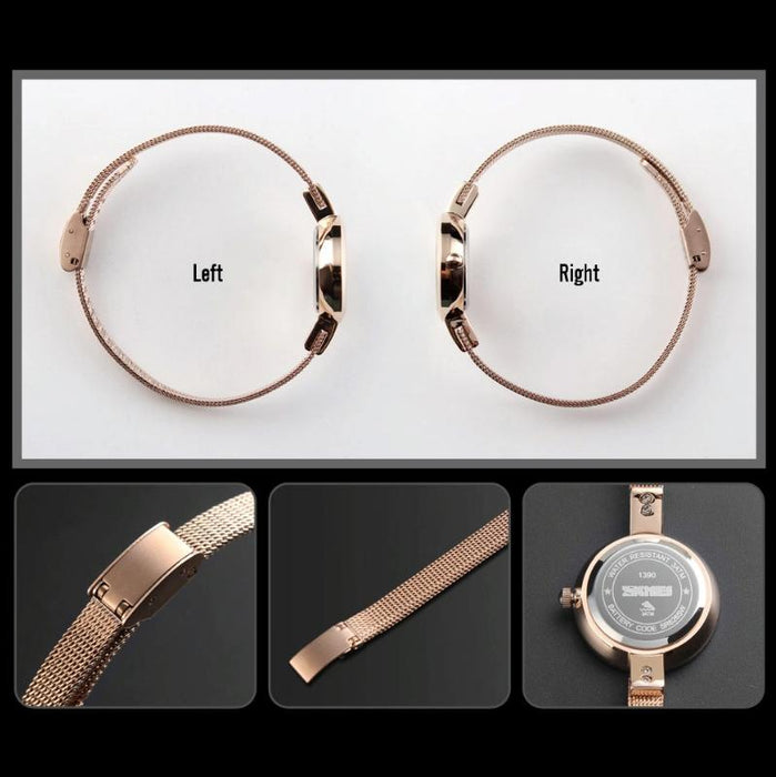 1390 Women Business Casual Steel Band Lightweight Quartz Watch