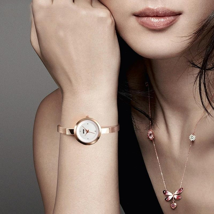 1390 Women Business Casual Steel Band Lightweight Quartz Watch