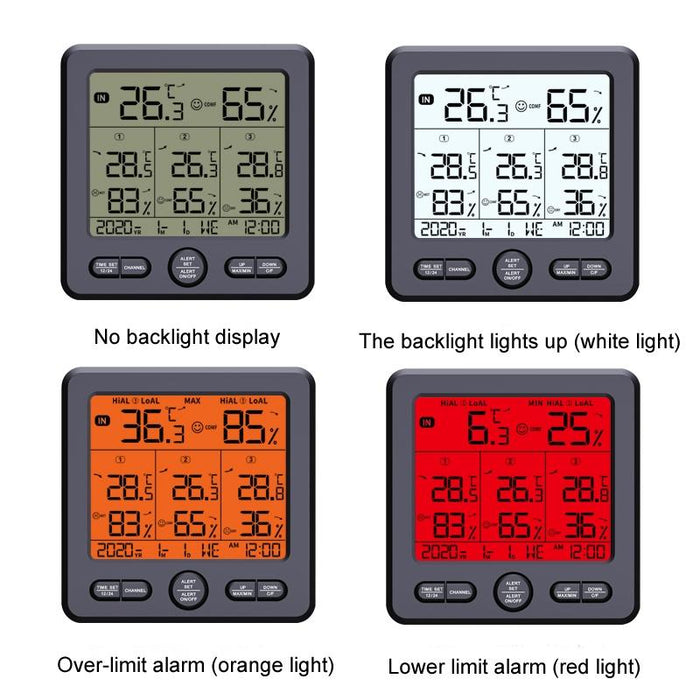 Multi Function Wireless Thermometer & Hygrometer High Precision Colour Alarm White