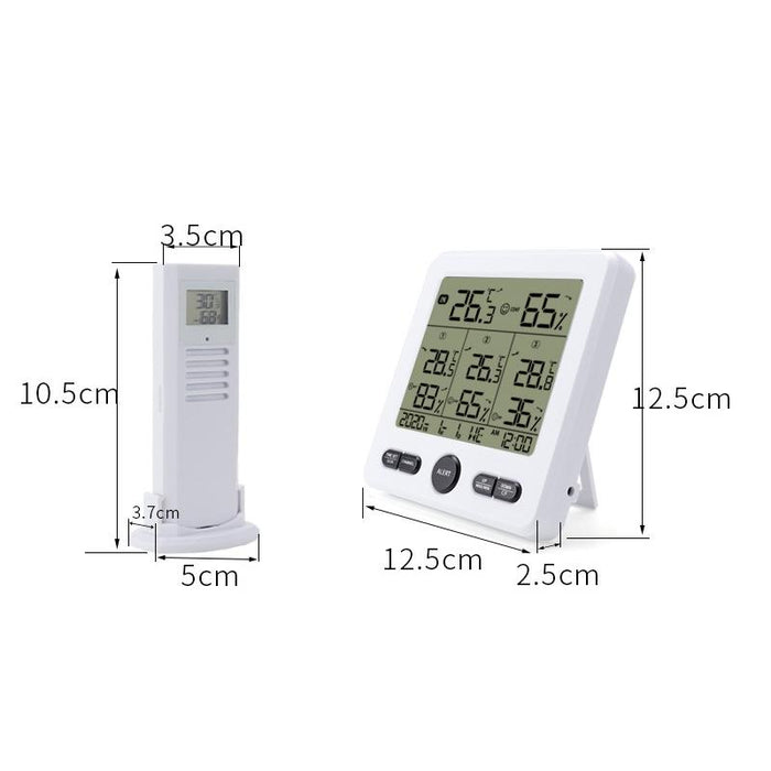 Multi Function Wireless Thermometer & Hygrometer High Precision Colour Alarm White