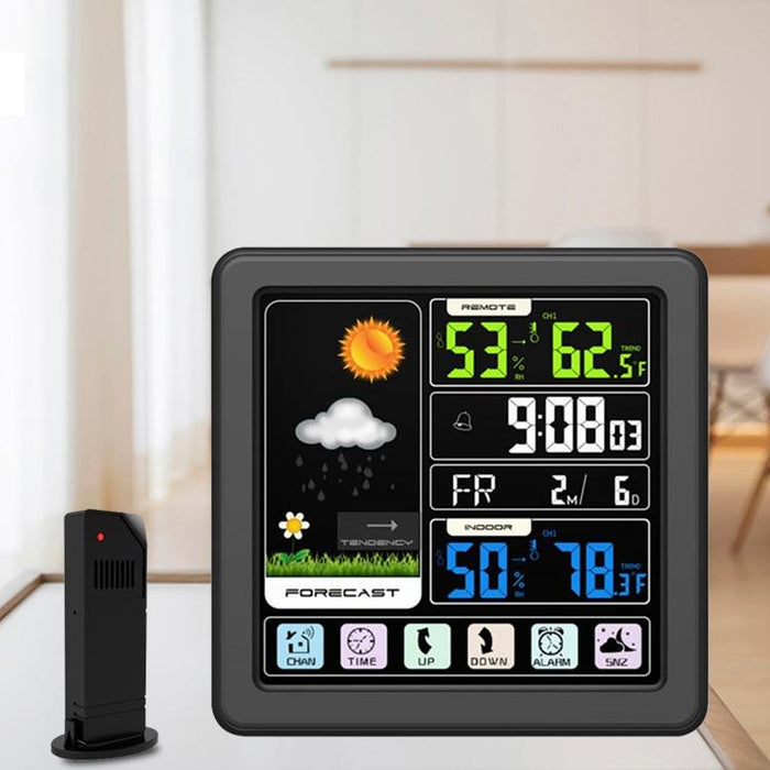 Wireless Weather Clock Multifunctional Touch Screen Black