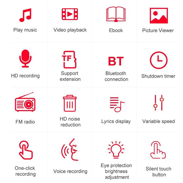 16Gb Touch Screen Bluetooth Mp3 Player With Recorder