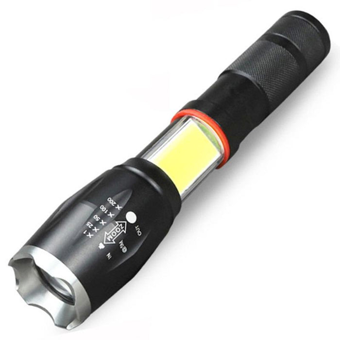 Rechargeable Led Flashlight With Strong Magnetic Zoom Silver Head