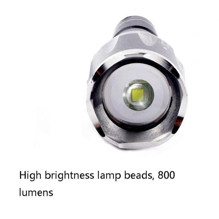 Rechargeable Led Flashlight With Strong Magnetic Zoom Silver Head