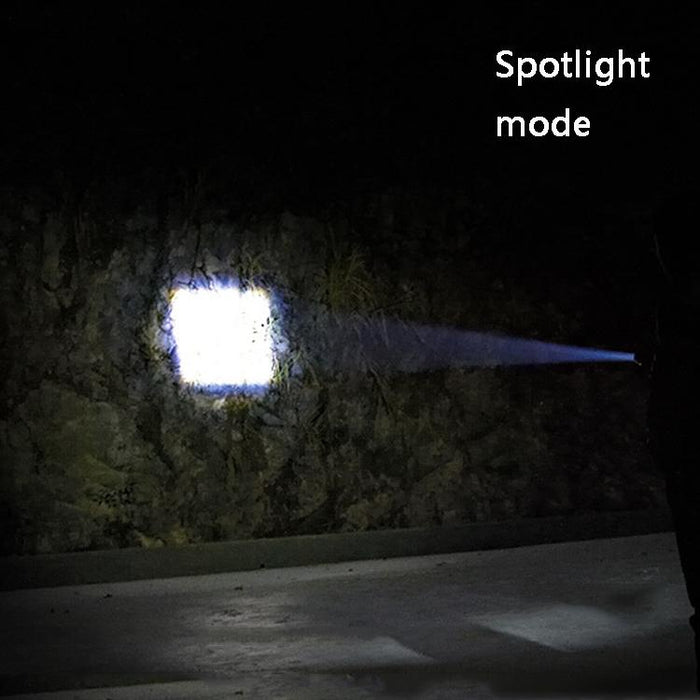 Rechargeable Led Flashlight With Strong Magnetic Zoom Silver Head