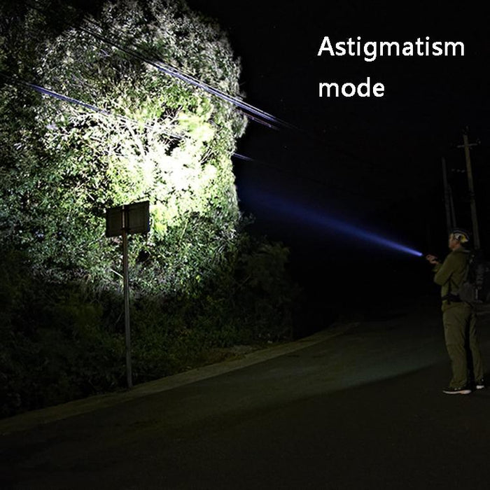 Rechargeable Led Flashlight With Strong Magnetic Zoom Silver Head