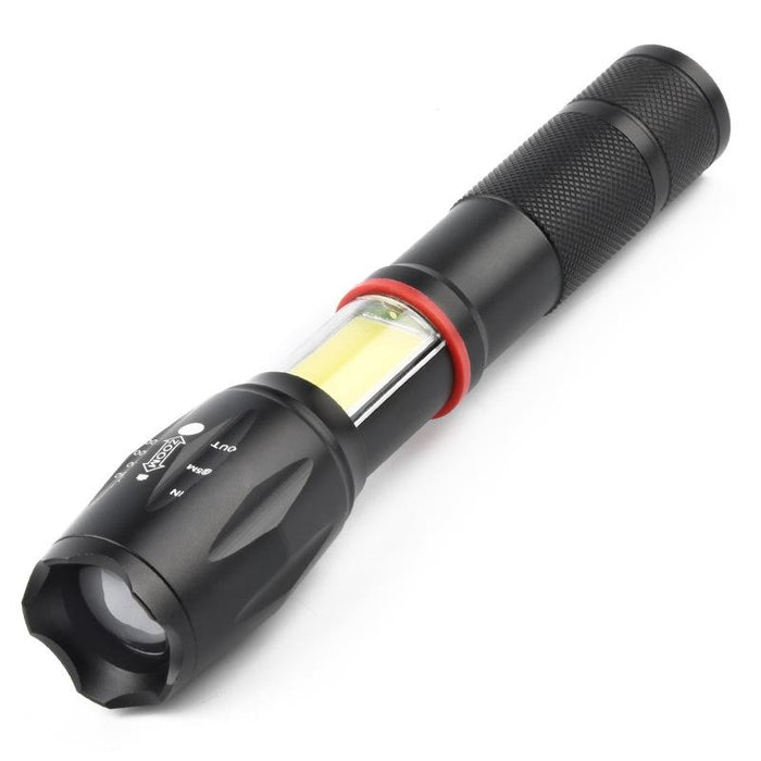 Rechargeable Led Flashlight With Strong Magnetic Zoom Black No Battery / Charger