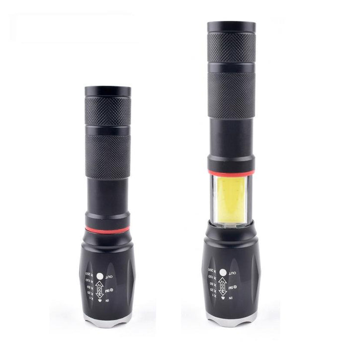 Rechargeable Led Flashlight With Strong Magnetic Zoom Black No Battery / Charger
