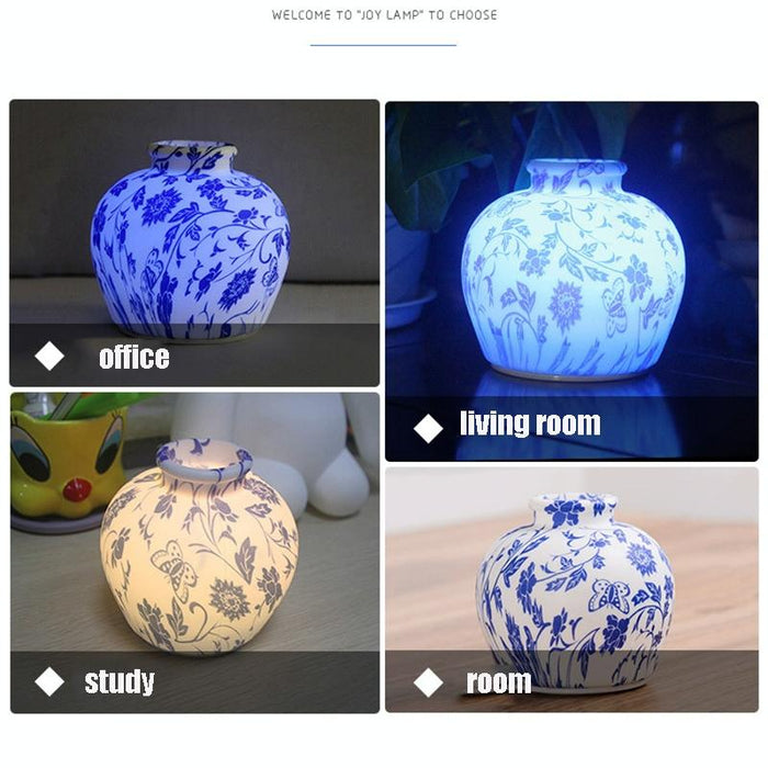 Blue-And-White Porcelain Usb Night Light Pat Sensor Colourful Light