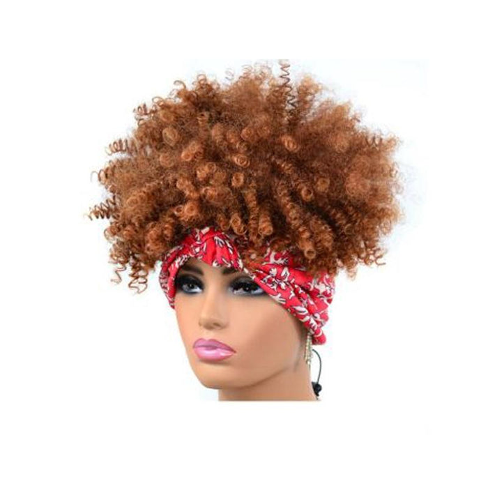 Small Curly Gradient Headscarf Wig Explosive Style