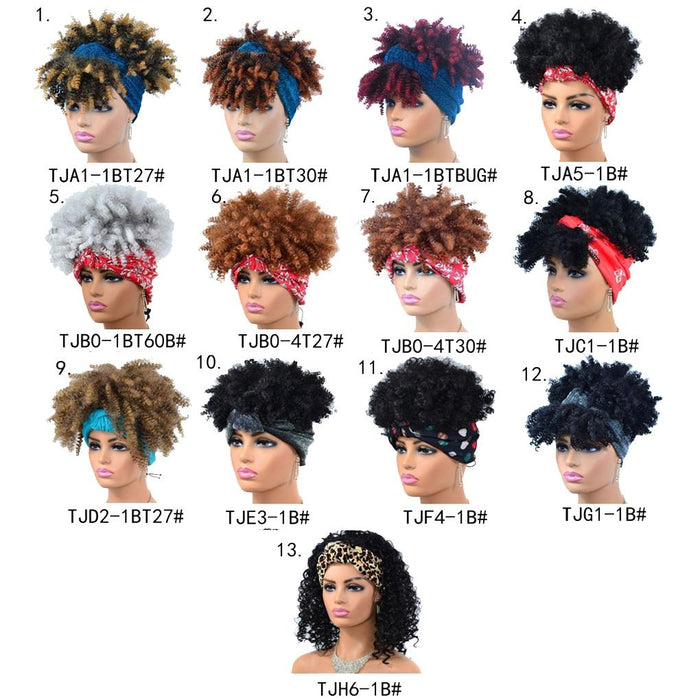 Small Curly Headscarf Wig In Gradient Explosive Headgear 7.Tjb0 4T30