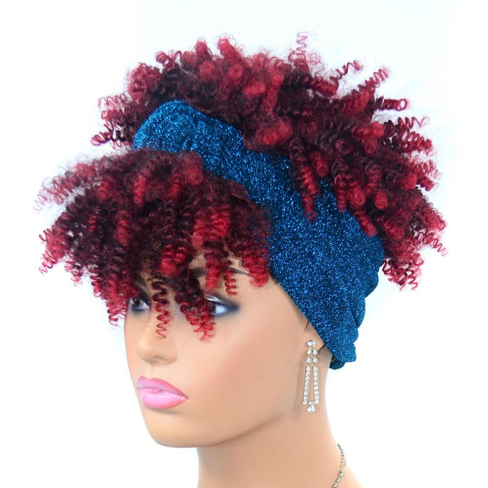 Small Curly Headscarf Wig In Gradient Explosive Headgear 7.Tjb0 4T30