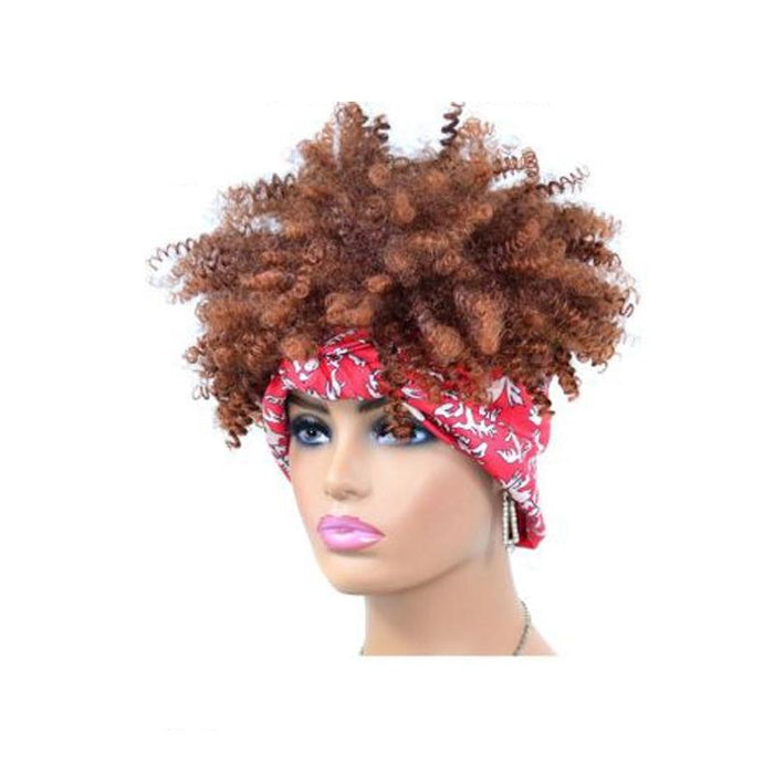 Small Curly Headscarf Wig In Gradient Explosive Headgear 7.Tjb0 4T30