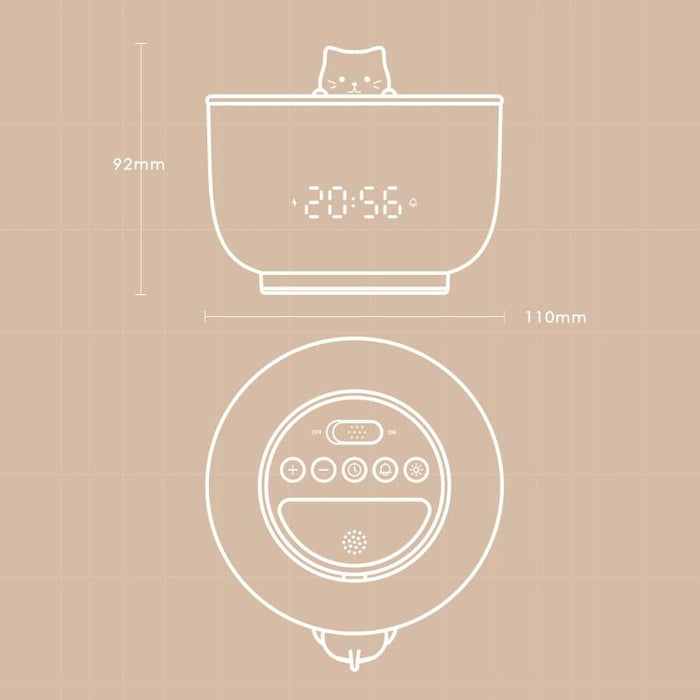 Rechargeable Cat Alarm Clock Night Light 2W Led Adjustable Children Bedroom Bedside Light
