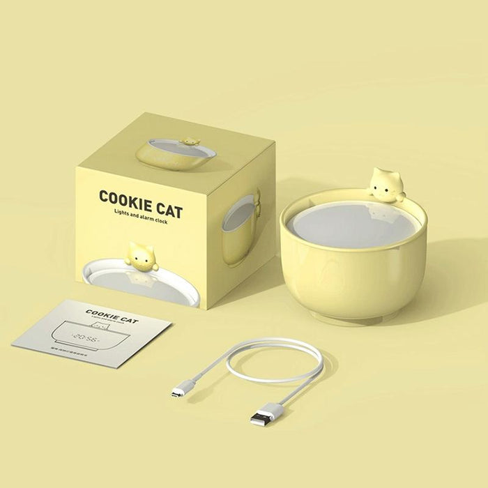 Rechargeable Cat Alarm Clock Night Light 2W Led Adjustable Children Bedroom Bedside Light