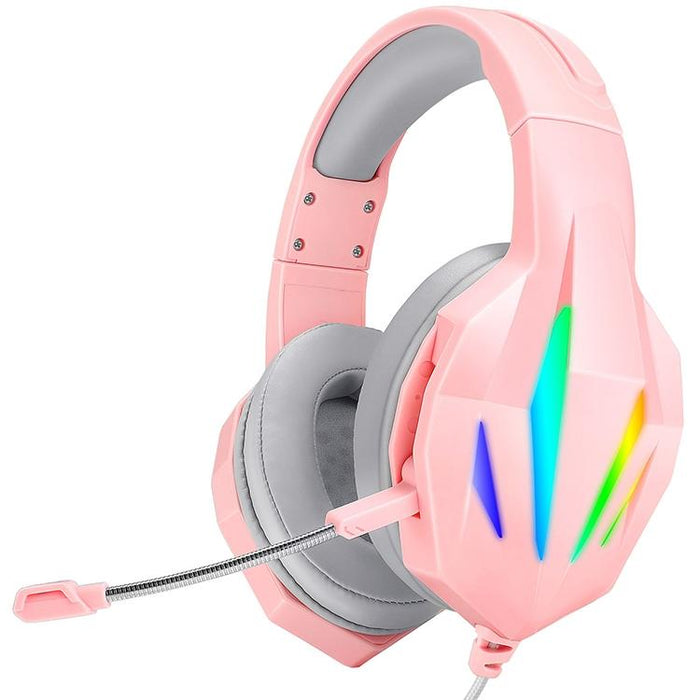 Wire-Controlled Gaming Headset With Mic Pink