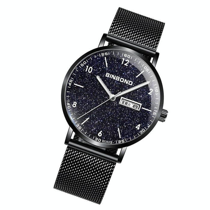 B3820 Men Simple Luminous Quartz Student Trendstarry Starry Sky Pattern Watch