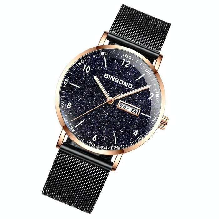 B3820 Men Simple Luminous Quartz Student Trendstarry Starry Sky Pattern Watch
