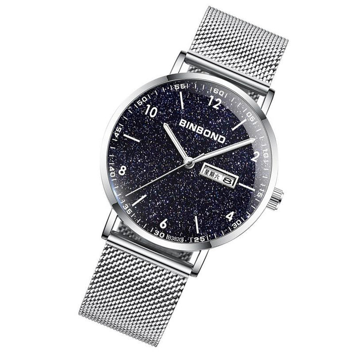 B3820 Men Simple Luminous Quartz Student Trendstarry Starry Sky Pattern Watch