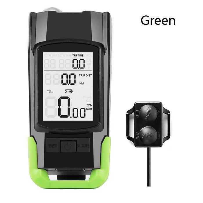 3-In-1 Wireless Bike Code Meter Lamp Green