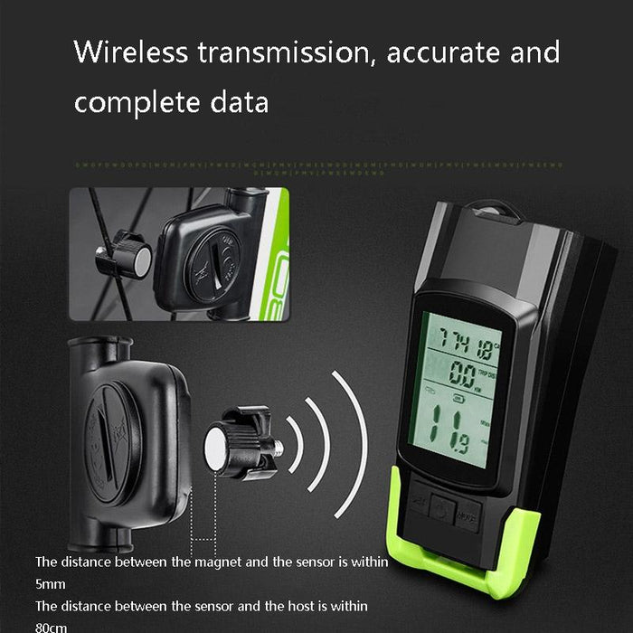 3-In-1 Wireless Bike Code Meter Lamp Green