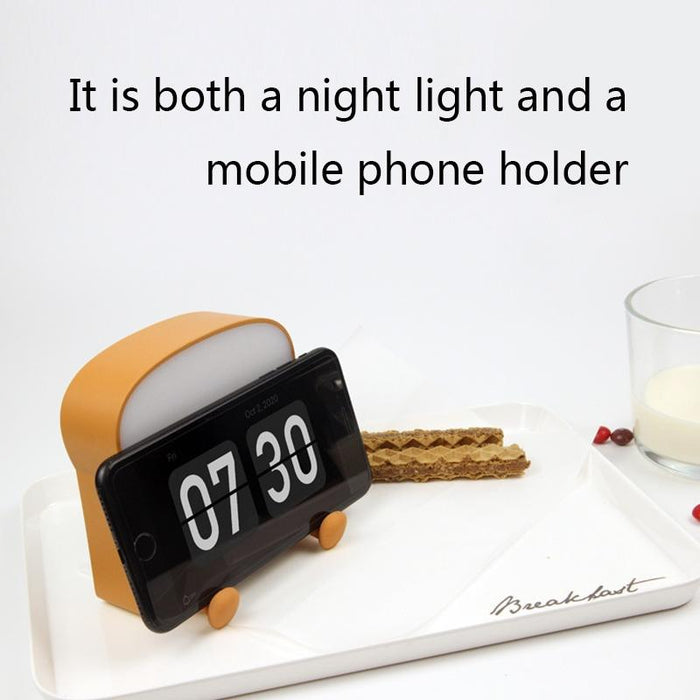 Toast Bread Night Light With Phone Holder Bedroom Sleep Timer