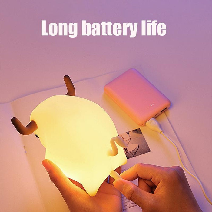 Usb Cow Night Light Dimmable Timer Yellow