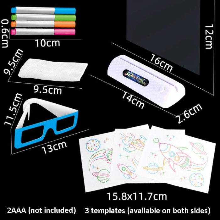 3D Fluorescent Drawing Board For Kids Dinosaur Version