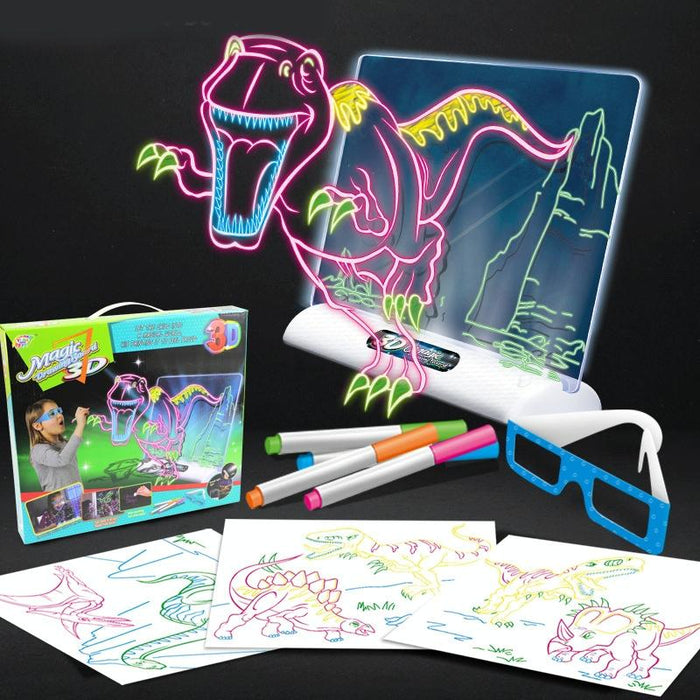 3D Fluorescent Drawing Board For Kids Dinosaur Design