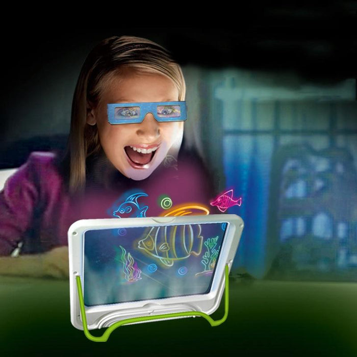 3D Fluorescent Drawing Board Magic Luminous Three-Dimensional Writing Board Graffiti Board Lighting Puzzle Children Drawing Board Style Drawing Screen Dinosaur Version
