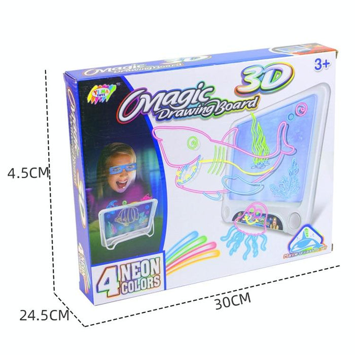 3D Fluorescent Drawing Board Magic Luminous Three-Dimensional Writing Board Graffiti Board Lighting Puzzle Children Drawing Board Style Drawing Screen Dinosaur Version