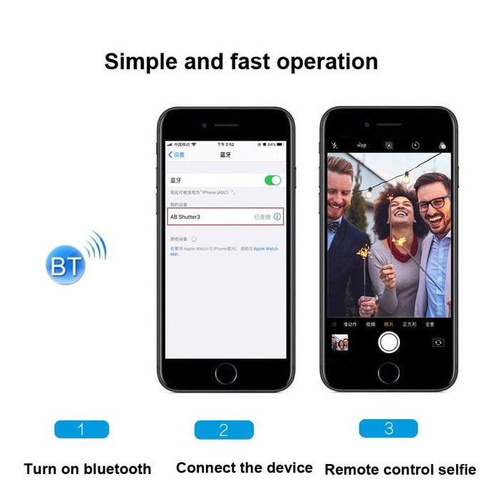 3 Piece Bluetooth Selfie Remote For Mobile Cameras