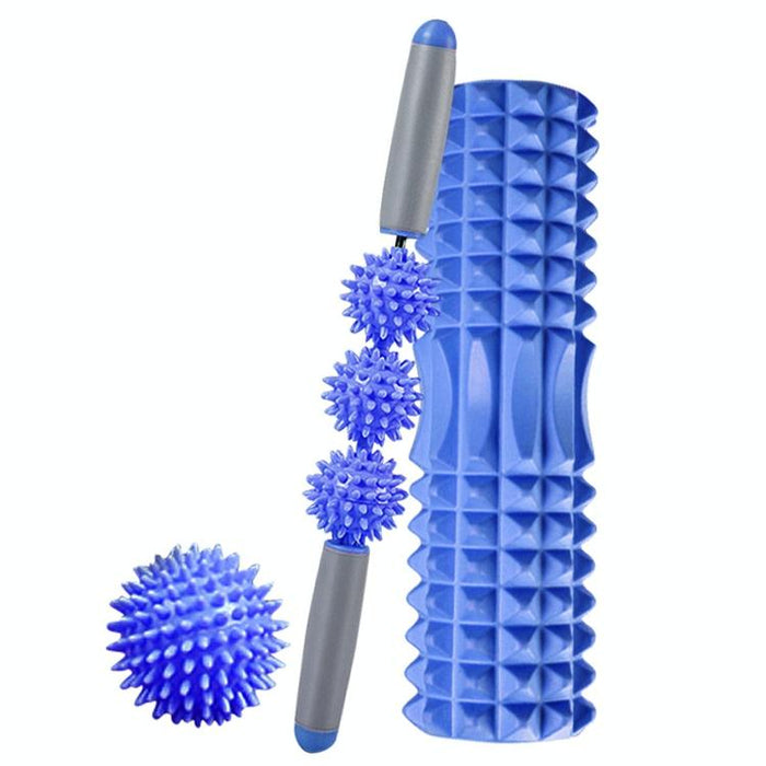 3-In-1 Eva Foam Roller Set 33Cm Length Blue Crescent