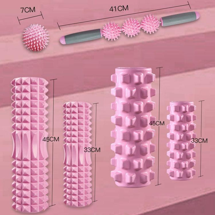 3-In-1 Hollow Eva Foam Roller Set For Muscle Relaxation And Yoga 33Cm Pink