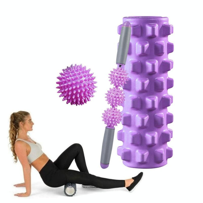 3-In-1 Eva Foam Roller Set 45Cm Length Purple Wolf Tooth