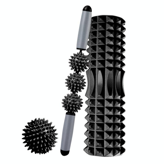 3-In-1 Eva Foam Roller Set 33Cm Length Black Crescent