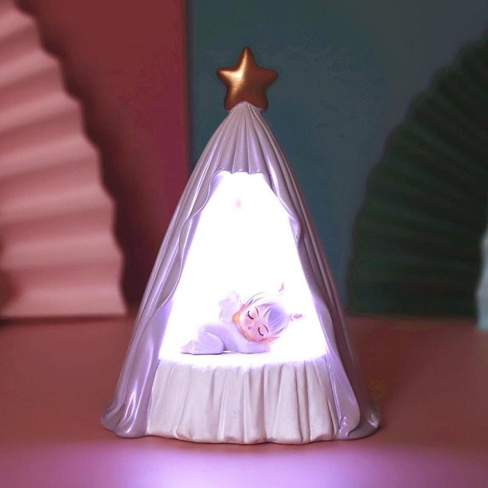 Small Purple Lobby Night Light For Room Decor Bedside Lamp Ornament